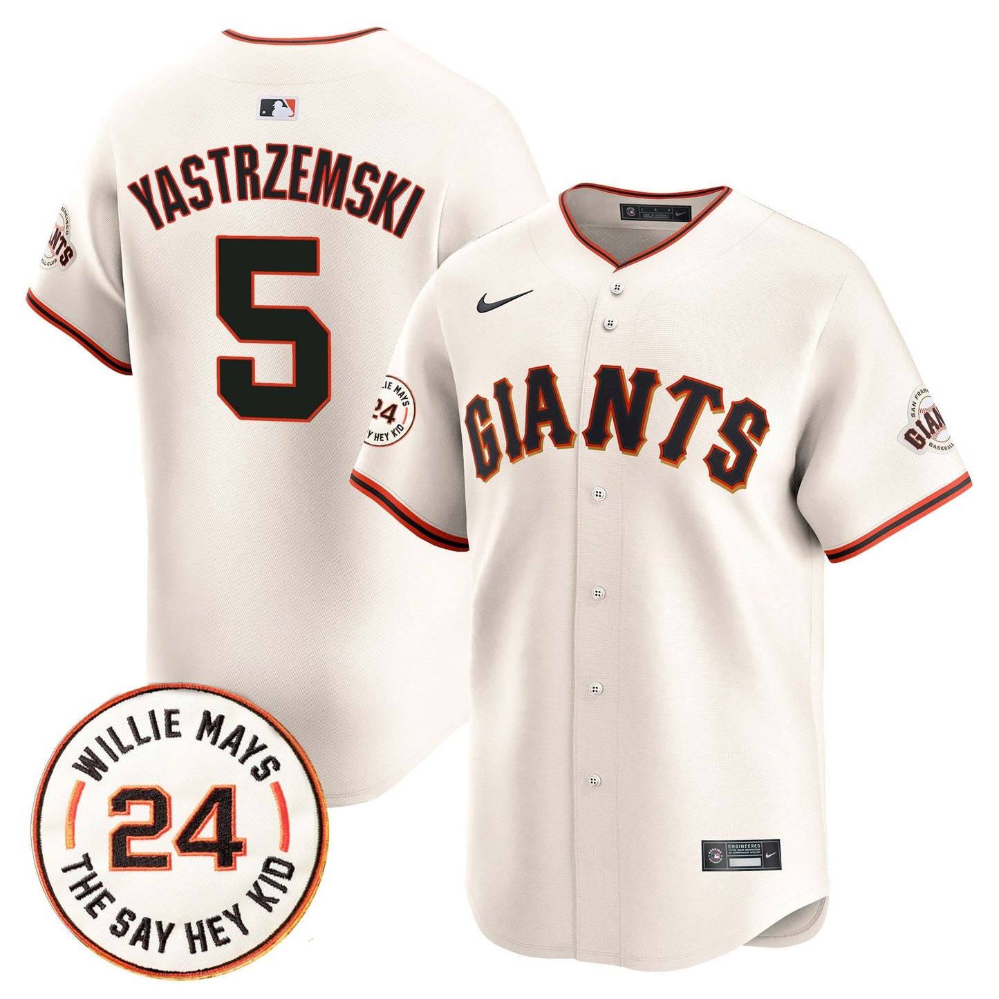Men's San Francisco Giants 2026 Willie Mays Patch Vapor Premier Limited Jersey - All Stitched
