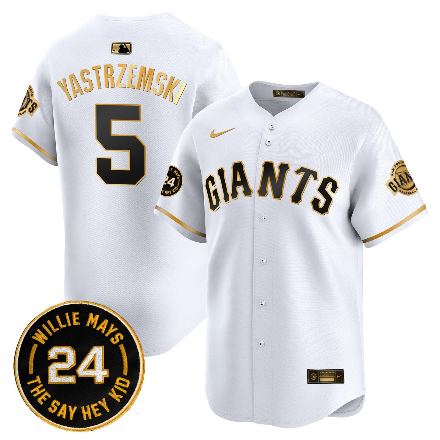 Men's San Francisco Giants 2026 Willie Mays Patch Vapor Premier Limited Jersey - All Stitched