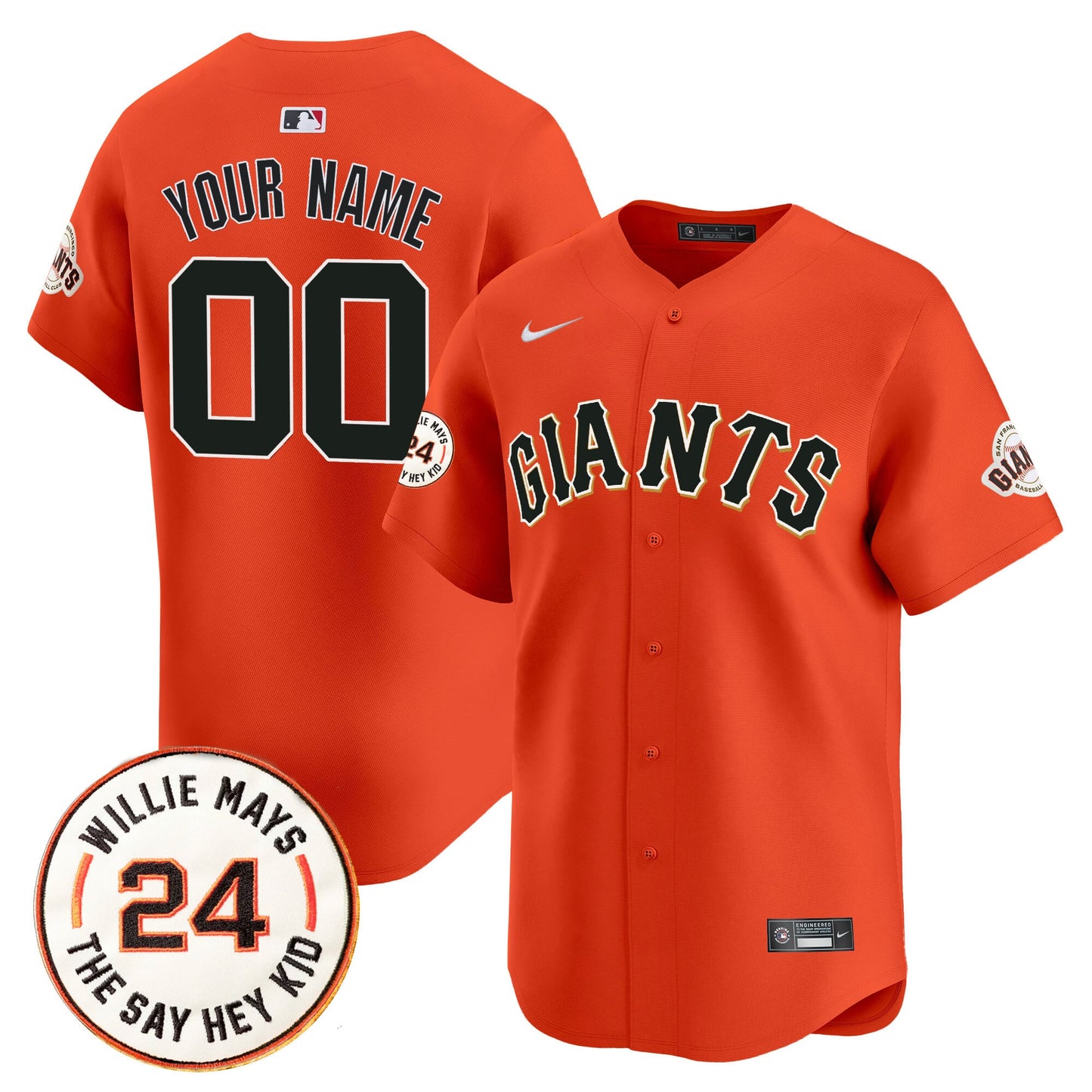 San Francisco Giants 2026 Willie Mays Patch Vapor Premier Limited Custom Jersey - All Stitched