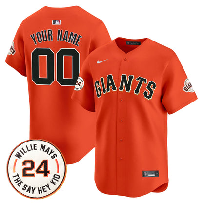 San Francisco Giants 2026 Willie Mays Patch Vapor Premier Limited Custom Jersey - All Stitched