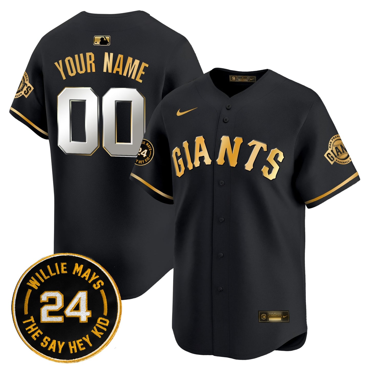 San Francisco Giants 2026 Willie Mays Patch Vapor Premier Limited Custom Jersey - All Stitched