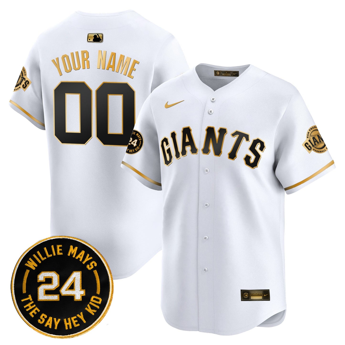 San Francisco Giants 2026 Willie Mays Patch Vapor Premier Limited Custom Jersey - All Stitched