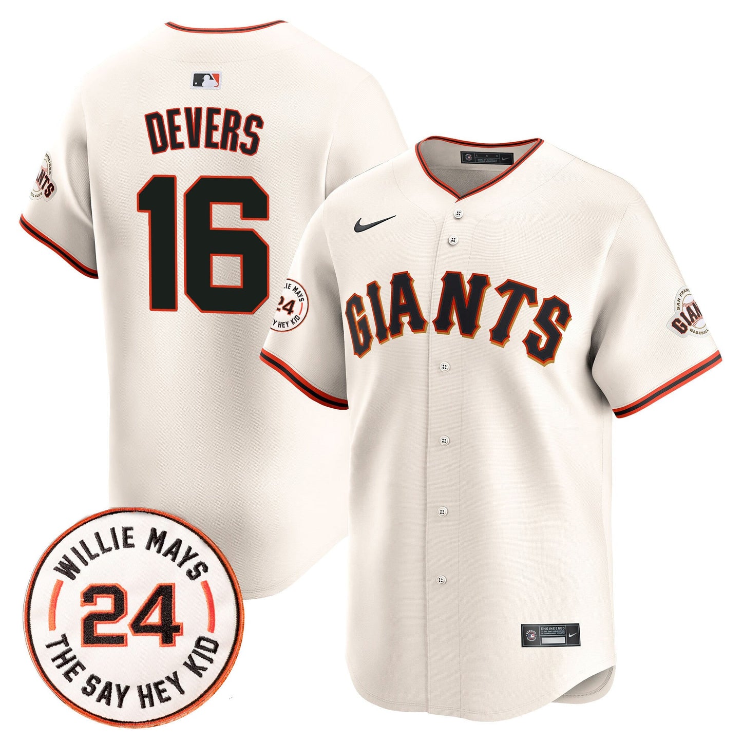 Men's San Francisco Giants 2026 Willie Mays Patch Vapor Premier Limited Jersey - All Stitched