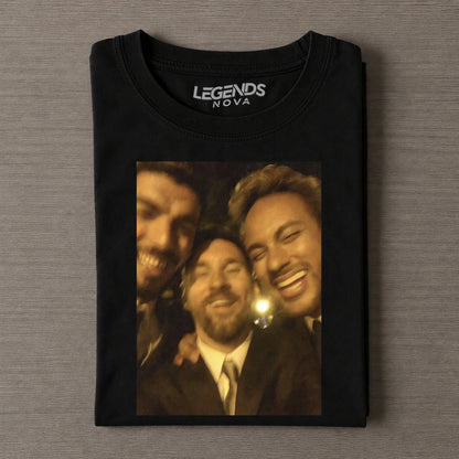 Messi Suarez Neymar MSN Suit Photo Vintage Washed Fan Tee