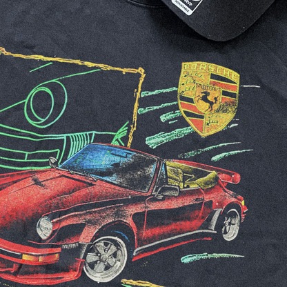 Retro 1992 'Porsche' Washed Black T-Shirt