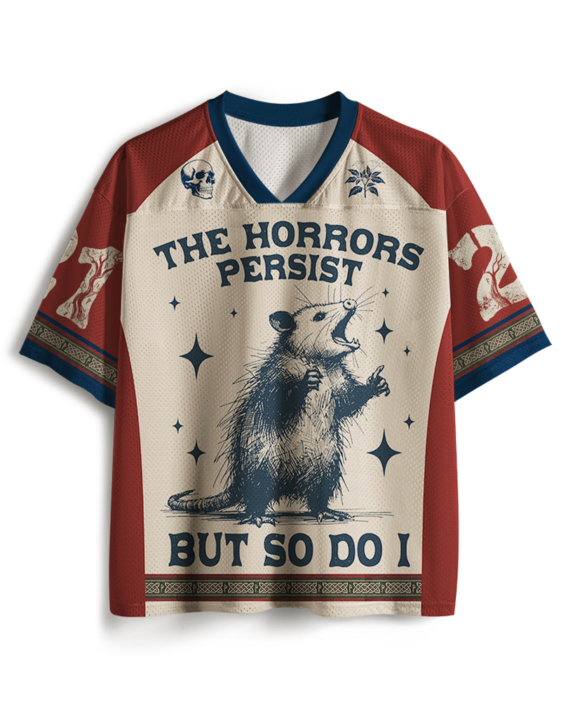 TheRetroTee Der Horror bleibt, aber ich auch 1970er Jahre Mesh Trikot