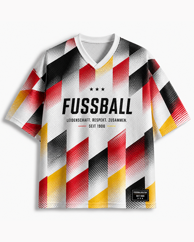 TheRetroTee Vintage Fußball Kultur Geometrisches Mesh-Fußballtrikot