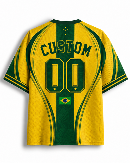 TheRetroTee Vintage Brazil Football Heritage Mesh-Trikot