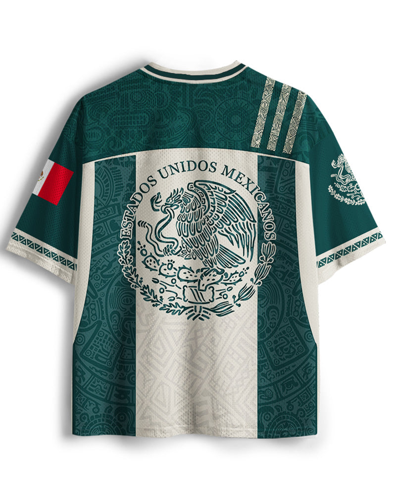 TheRetroTee Mexikanischer Azteken-Muster Mesh Trikot