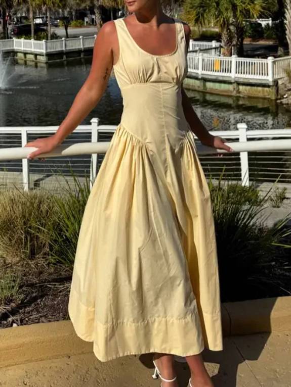 Vintage Pleated Maxi Dress