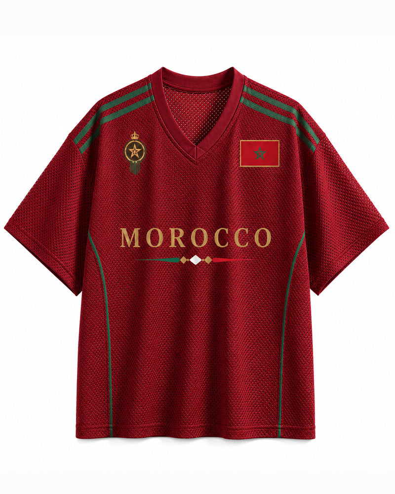TheRetroTee Maillot Personnalisé de Football Maroc en Maille
