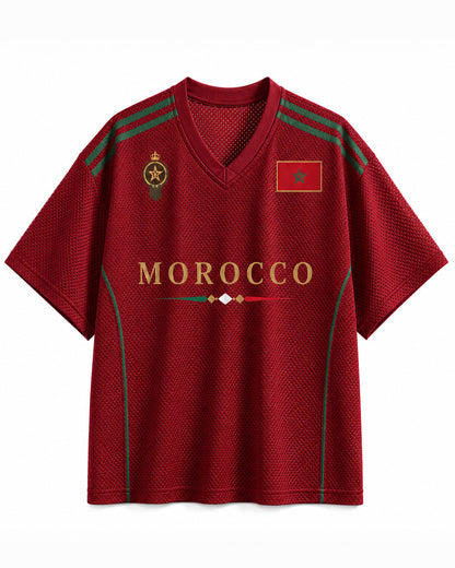 TheRetroTee Maillot Personnalisé de Football Maroc en Maille