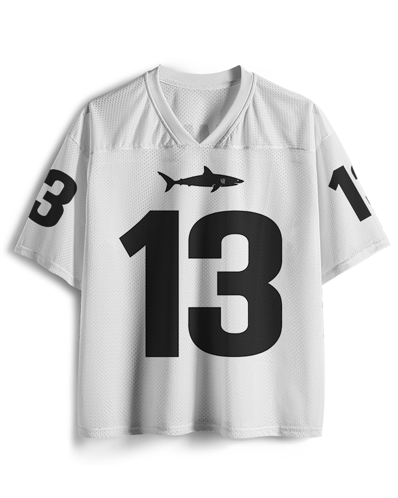 TheRetroTee Shark #13 Football Movie-Inspired Mesh Jersey