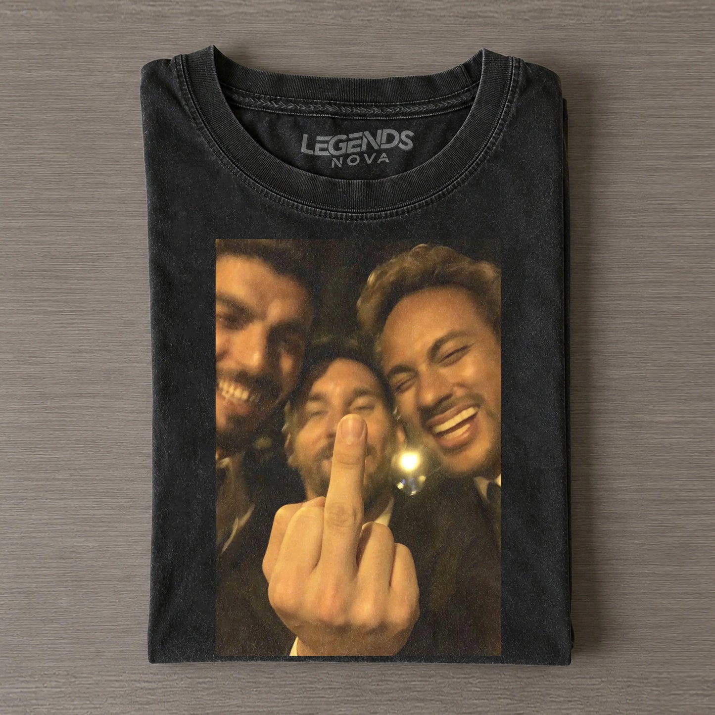 Messi Suarez Neymar MSN Suit Photo Vintage Washed Fan Tee