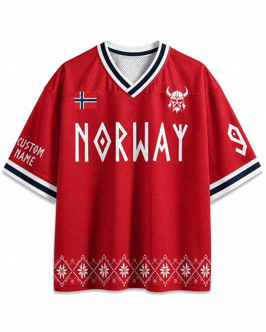 TheRetroTee Custom Name Norway Soccer Mesh Jersey
