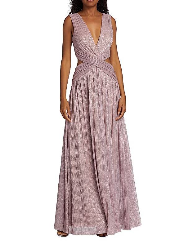 V-Neck Hollow Slit Maxi Dress
