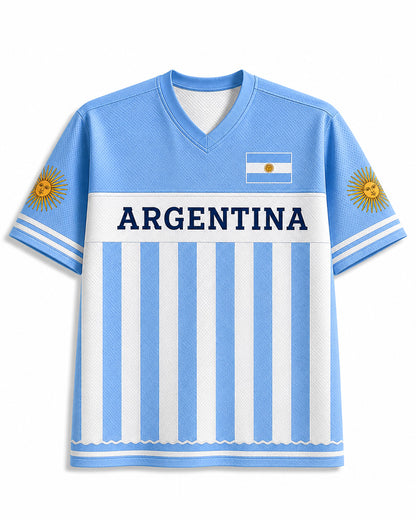 TheRetroTee Vintage Argentina Sky Blue Football Mesh Jersey