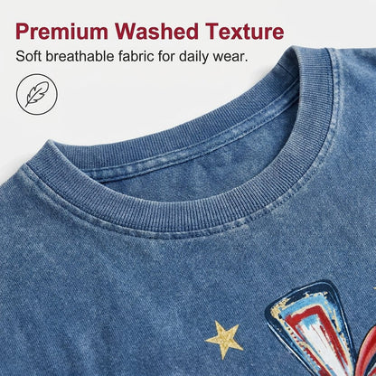 ⭐ God Bless America Women Washed T-Shirt - Vintage 250th Anniversary USA Gift Tee🎆