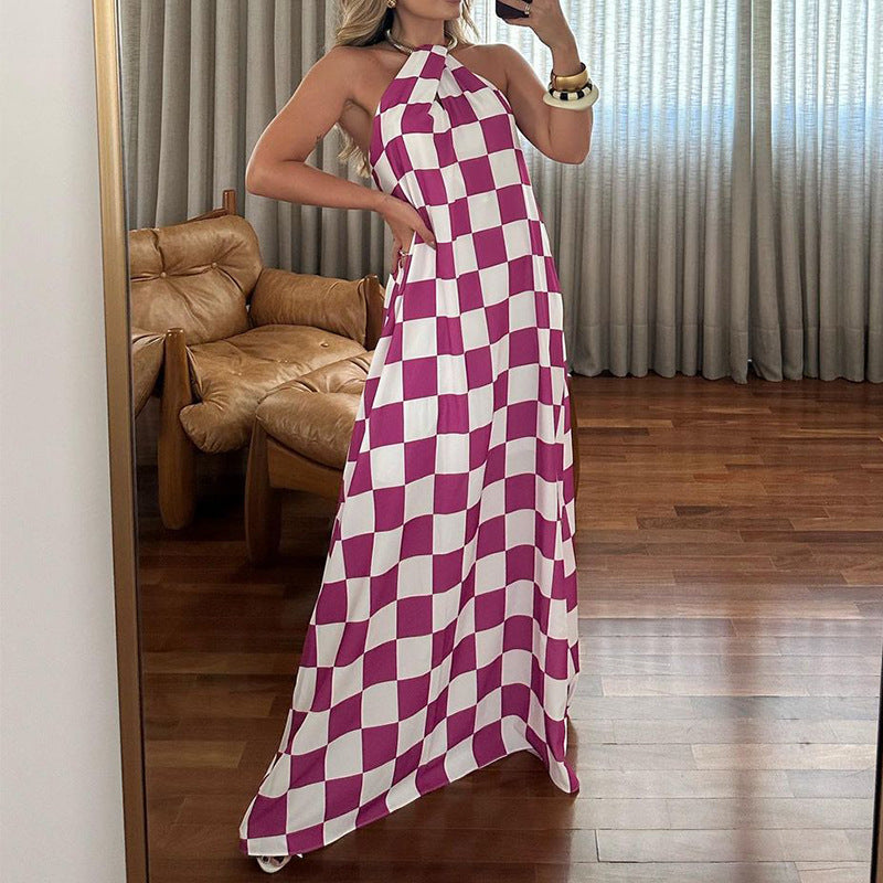 Women's Elegant Sexy Halter Neck Backless Loose Slim Maxi Dress
