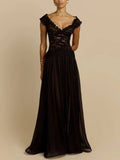 V-Neck Lace-Splicing Maxi Dress