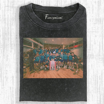 T-SHIRT VINTAGE DE L'ÉQUIPE CHAMPIONNE DE FOOTBALL EFFET VIEILLI