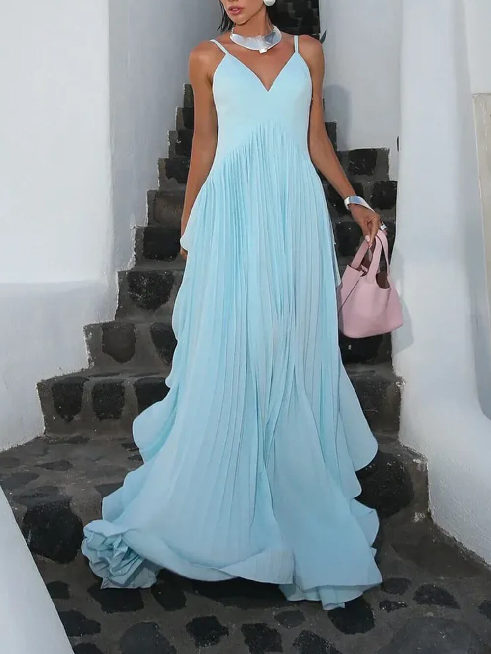 Delicate Glamour in Motion Layered Patchwork Ruched Party Maxi Dress