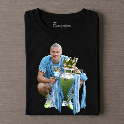 MAILLOT BLEU CIEL COURONNE D'OR TROPHÉE CÉLÉBRATION T-SHIRT