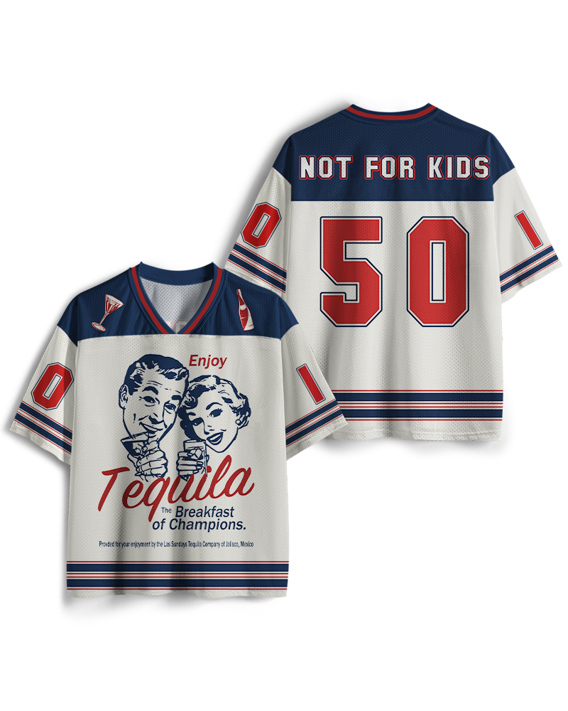 TheRetroTee Genießen Sie Tequila, das Frühstück der Champions, Mesh-Trikot der 1950er Jahre