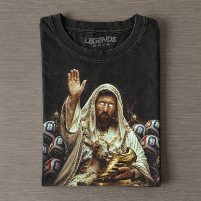 Holy Light Messi GOAT Golden Boot Vintage Football Fan Graphic T-Shirt