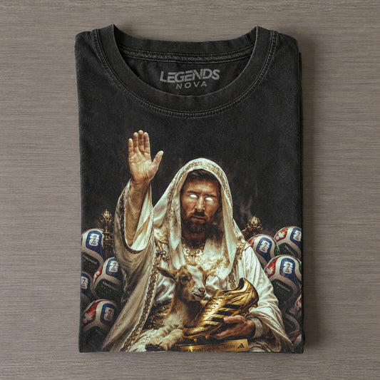 Holy Light Messi GOAT Golden Boot Vintage Football Fan Graphic T-Shirt