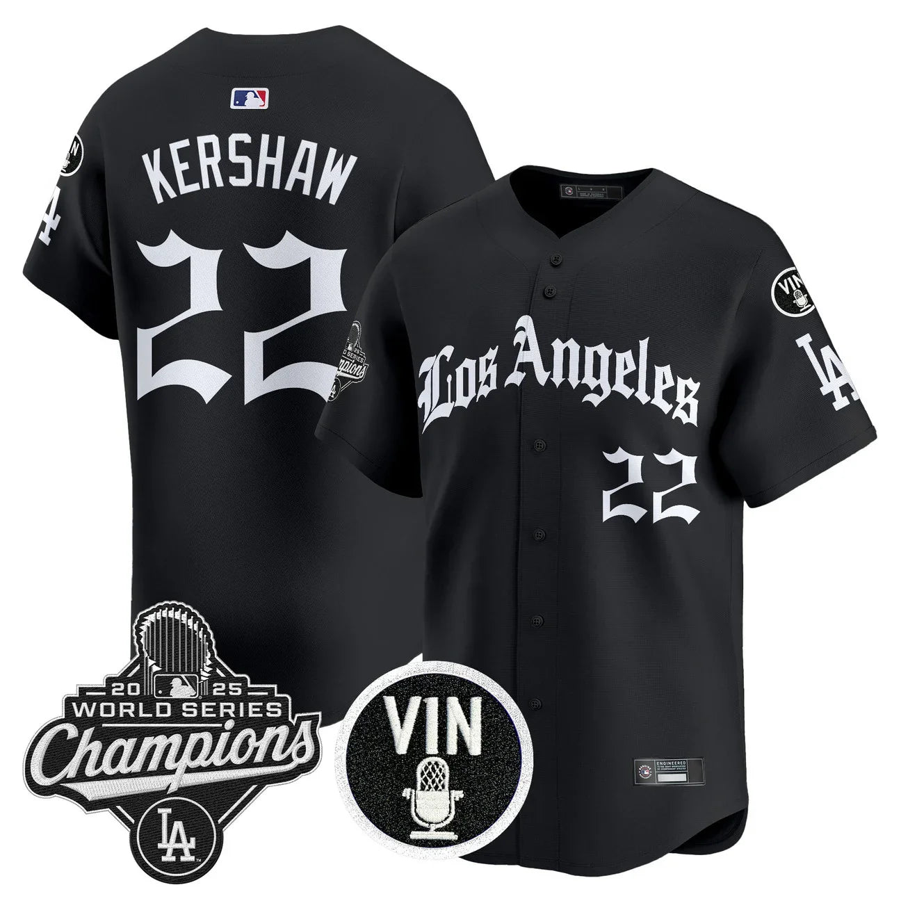 Men's Dodgers 2025 World Series Champions Vapor Premier Limited Jersey - LA Gothic Edition - All Stitched