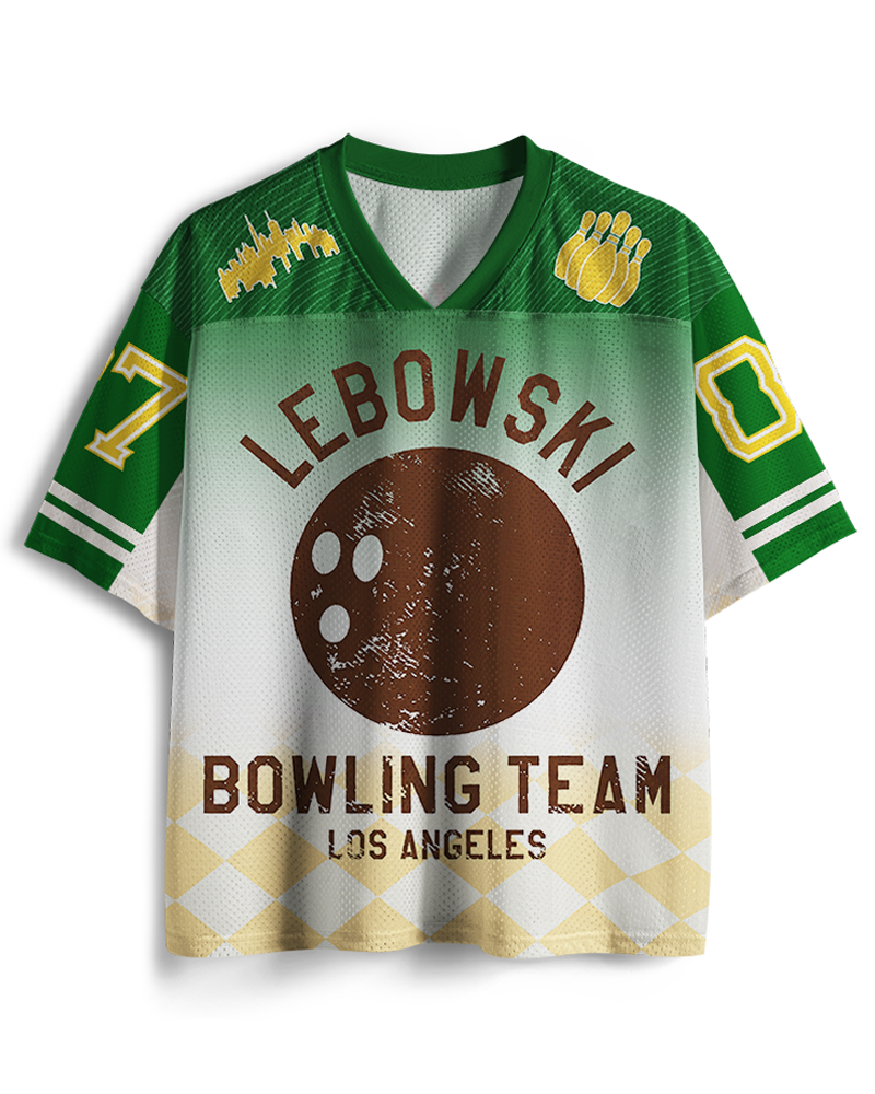 TheRetroTee Lebowski Bowling-Team Los Angeles 1980er Jahre Mesh-Trikot