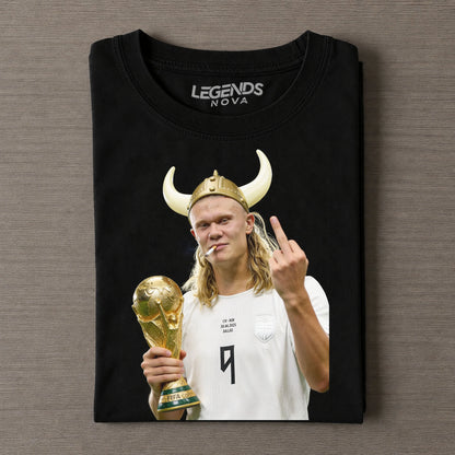 Erling Haaland Wikingerhelm Weltmeister T-Shirt