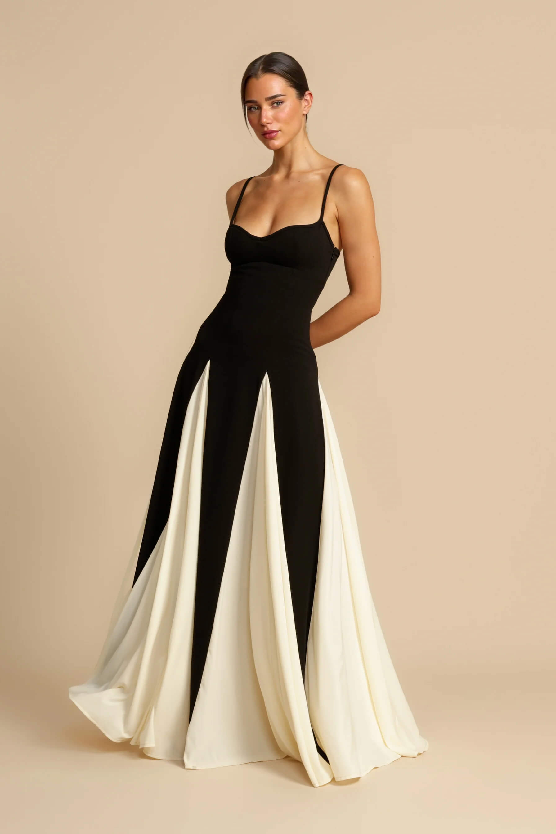 Elegance Panelled Tulle A-line Slip Maxi Dress