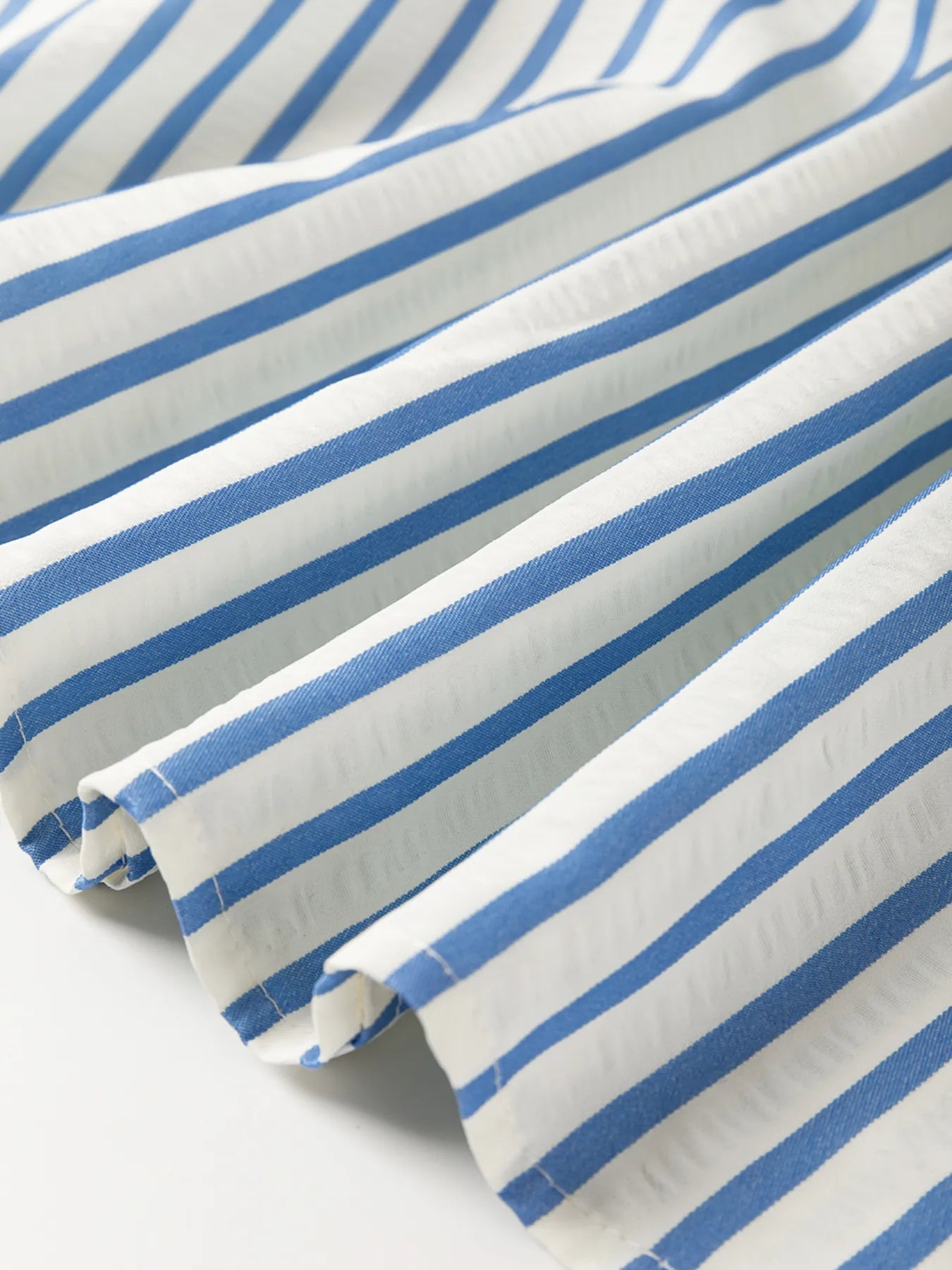 Stripe Knotted Sleeve Notched Shift Mini Dress