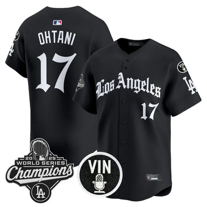 Men's Dodgers 2025 World Series Champions Vapor Premier Limited Jersey - LA Gothic Edition - All Stitched