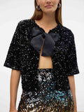 Exquisite Bow Sequined Shirt