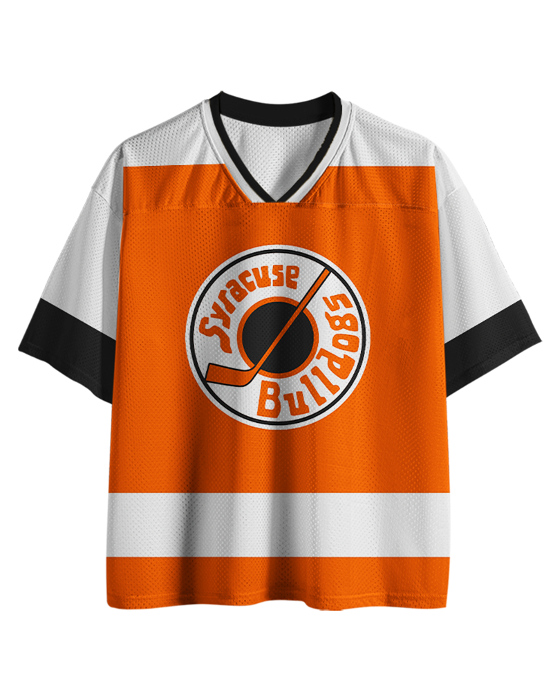 TheRetroTee Syracuse Bulldogs #2 Orange & White Hockey Mesh Jersey