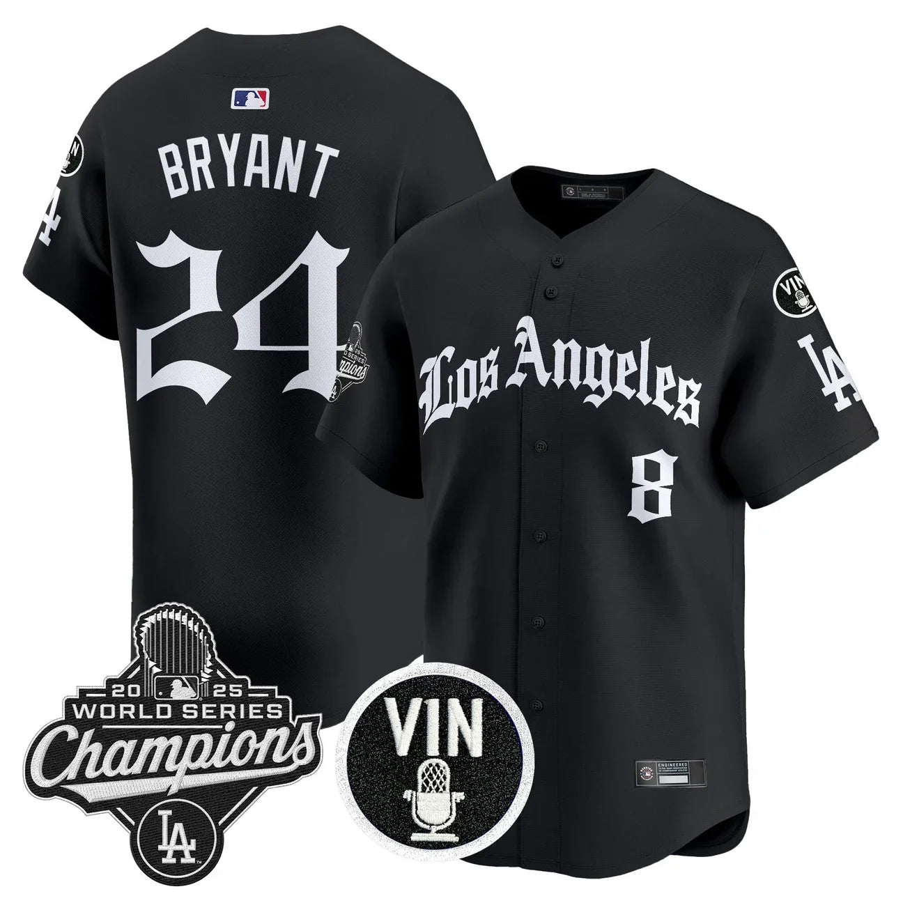 Men's Dodgers 2025 World Series Champions Vapor Premier Limited Jersey - LA Gothic Edition - All Stitched