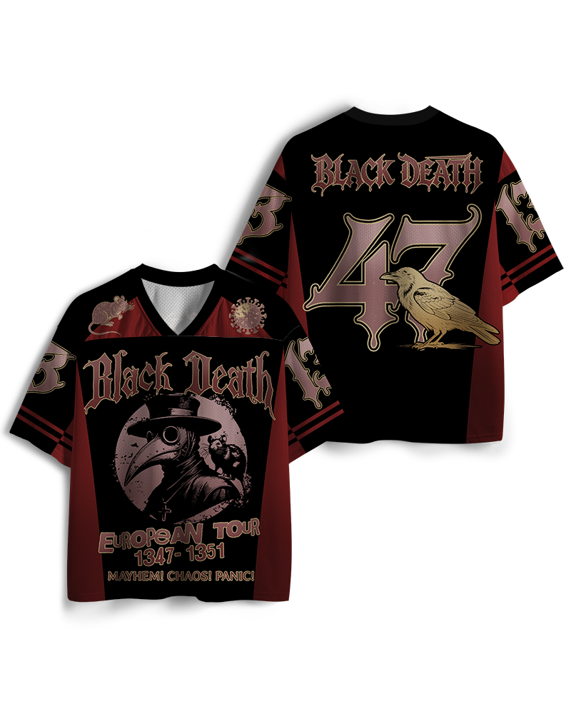 Maillot en maille TheRetroTee Black Death European Tour 1970s