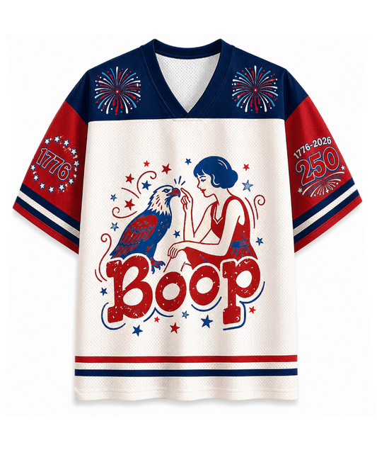 TheRetroTee Boop Eagle Lustig Patriotisch 1776 Vintage 4. Juli Mesh-Trikot