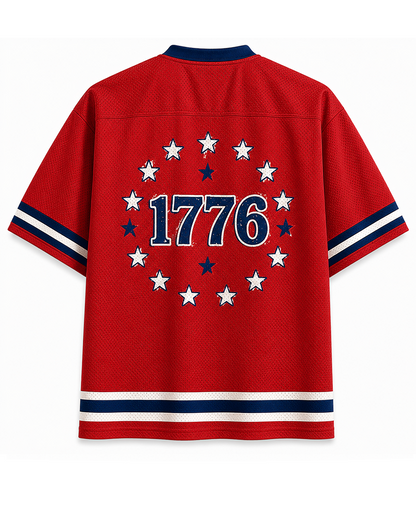 TheRetroTee Boop Eagle Funny Patriotic 1776 Vintage 4th of July Mesh Jersey