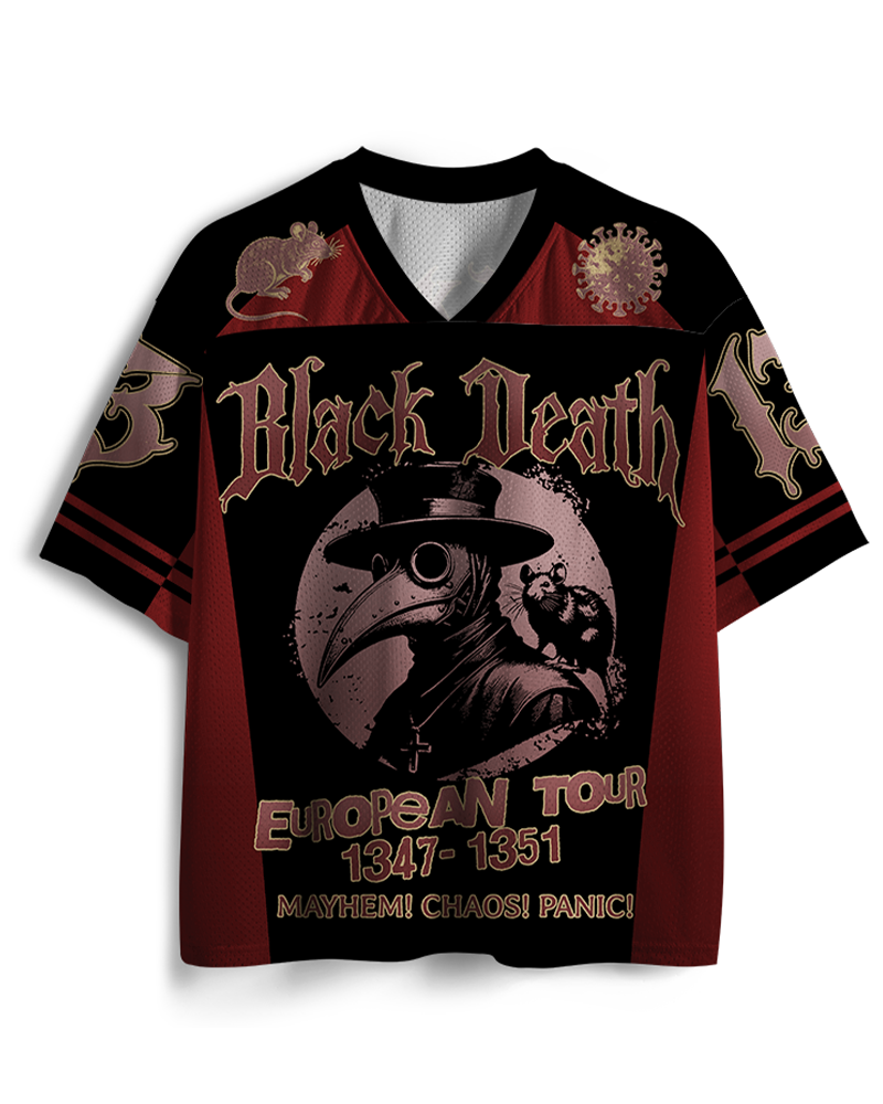 Maillot en maille TheRetroTee Black Death European Tour 1970s