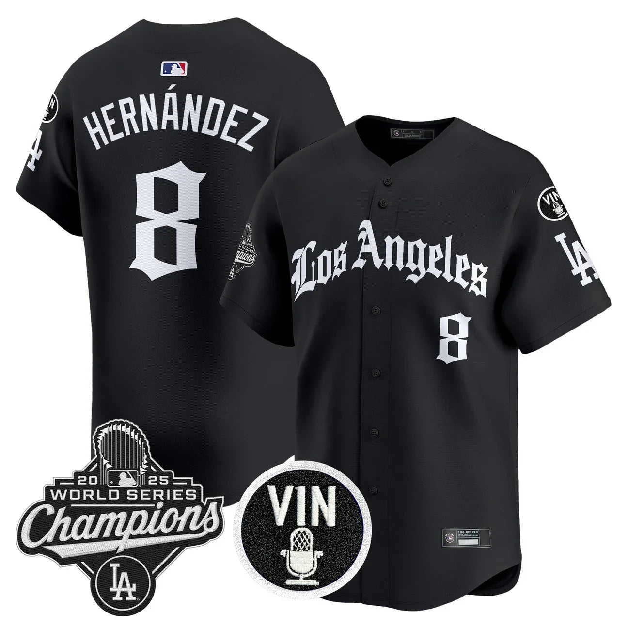 Men's Dodgers 2025 World Series Champions Vapor Premier Limited Jersey - LA Gothic Edition - All Stitched