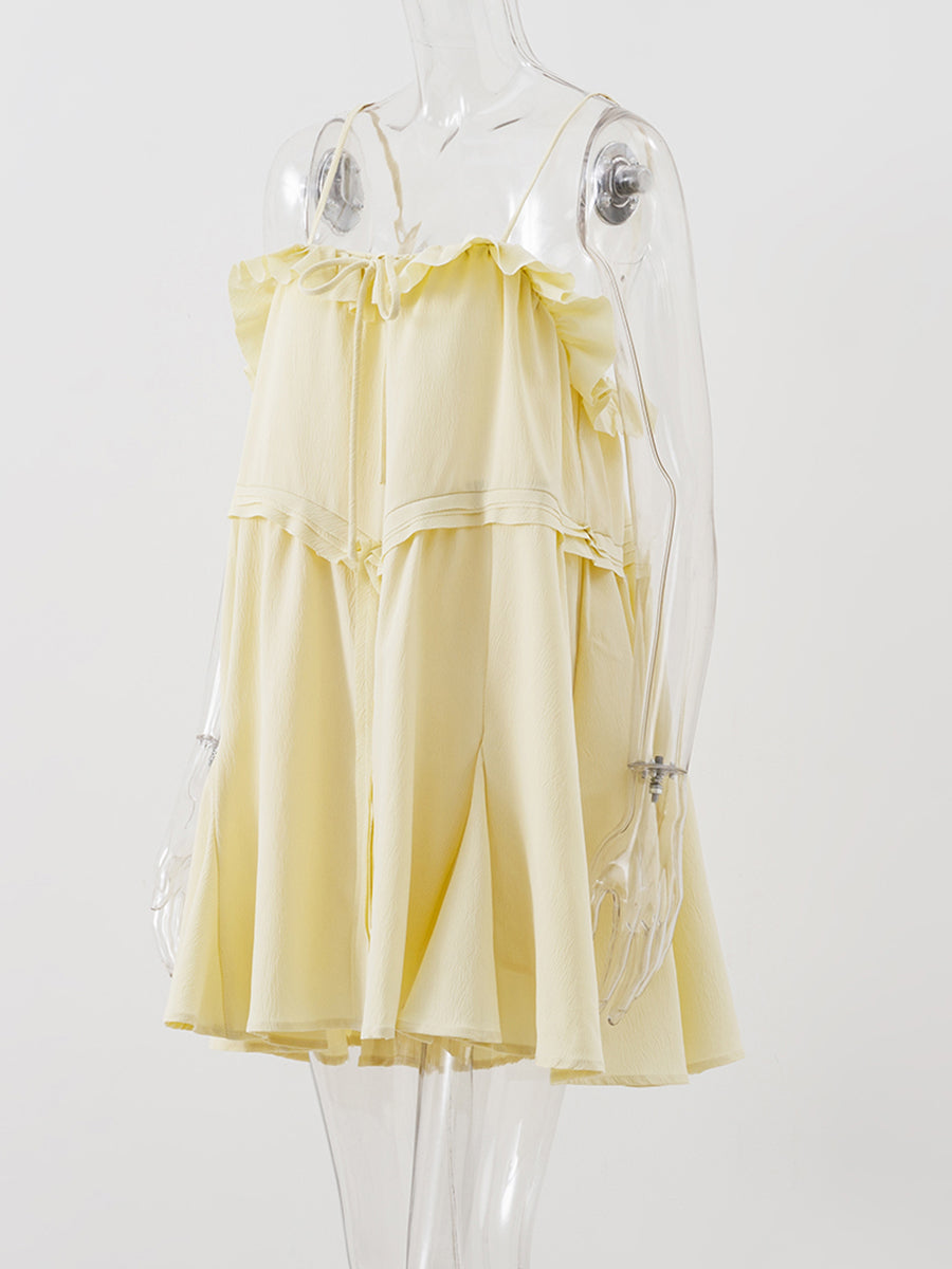 Women’s Casual Sleeveless Lace-Up V-Neck Mini Dress