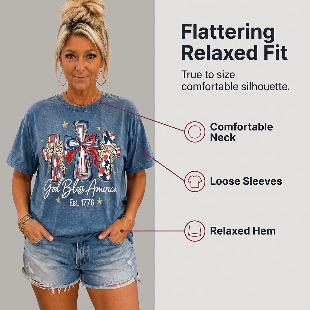 ⭐ God Bless America Women Washed T-Shirt - Vintage 250th Anniversary USA Gift Tee🎆
