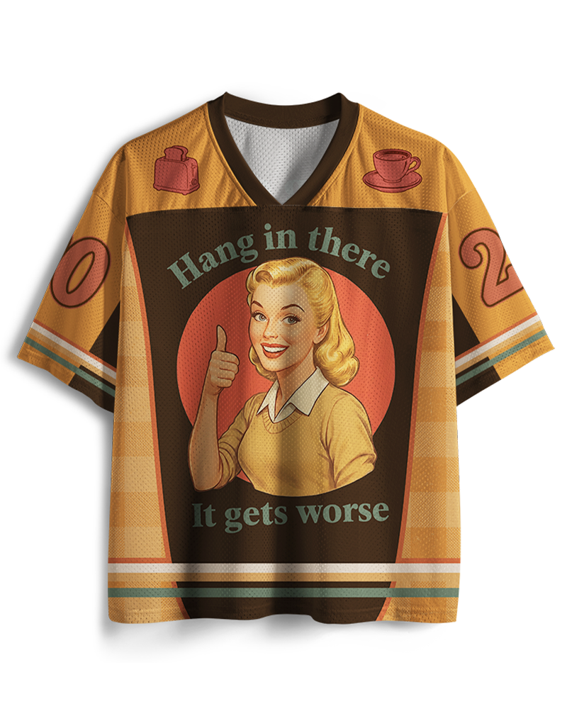 TheRetroTee Witziges Motivations-Mesh-Trikot der 1950er Jahre