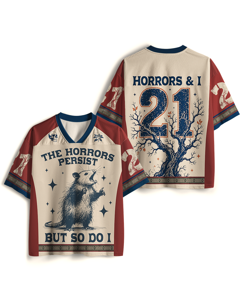 TheRetroTee Der Horror bleibt, aber ich auch 1970er Jahre Mesh Trikot