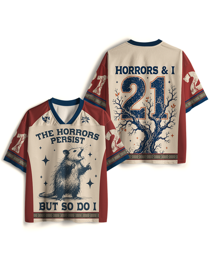 TheRetroTee Der Horror bleibt, aber ich auch 1970er Jahre Mesh Trikot