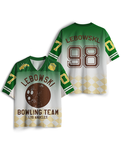 TheRetroTee Lebowski Bowling-Team Los Angeles 1980er Jahre Mesh-Trikot